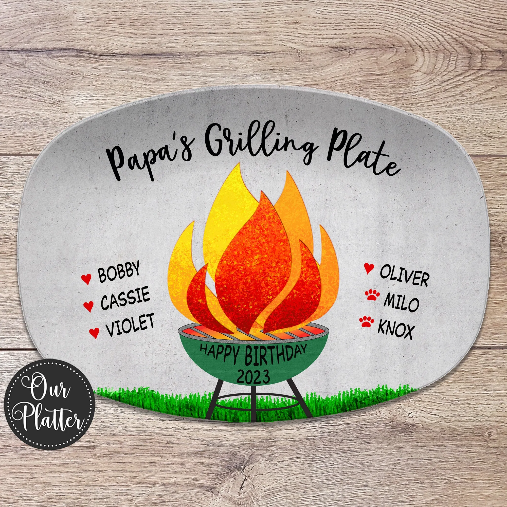 BBQ Grilling Plate - Flames Design