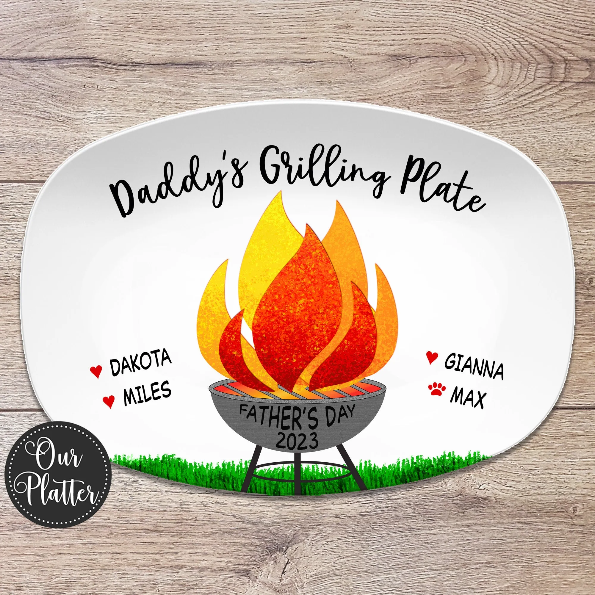 BBQ Grilling Plate - Flames Design