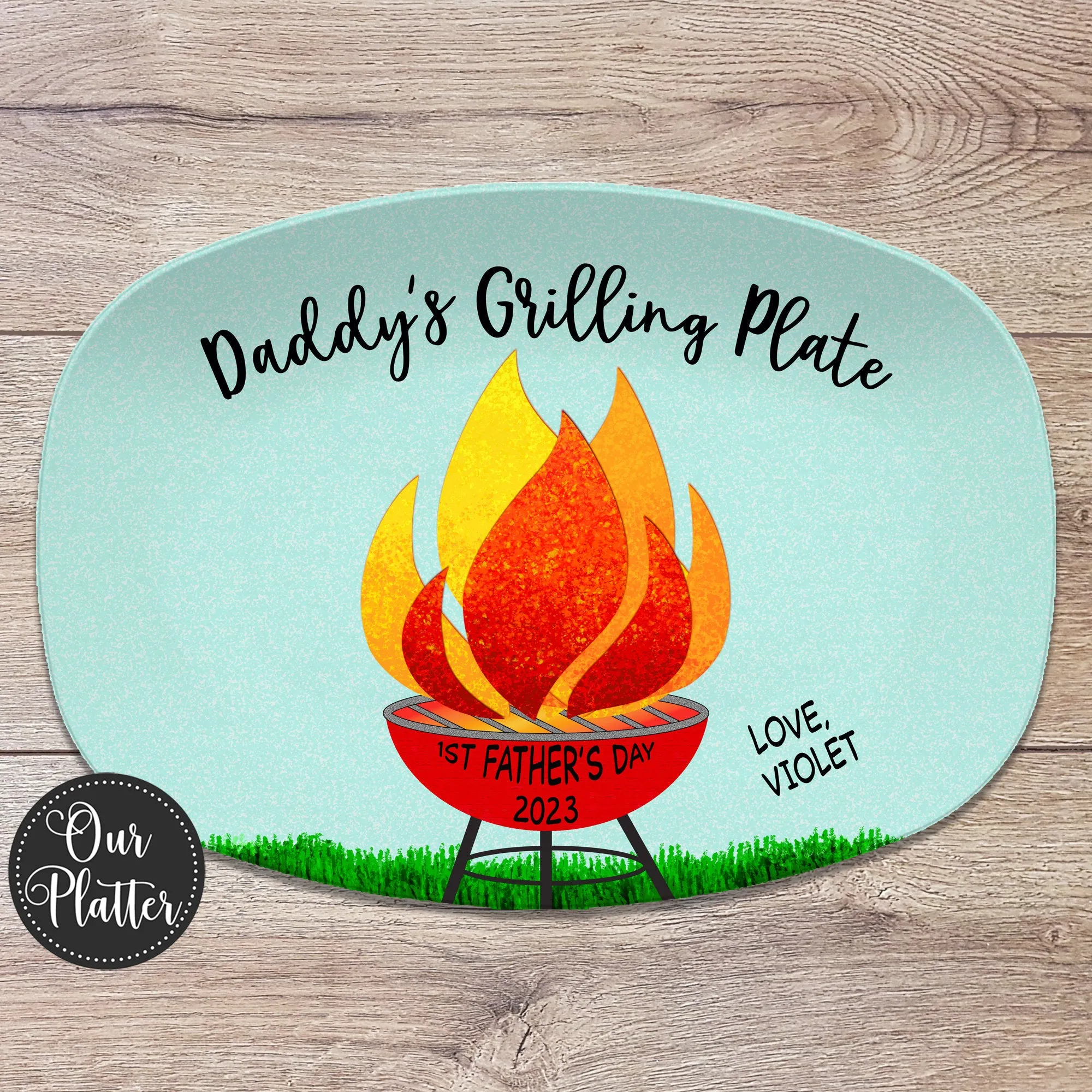 BBQ Grilling Plate - Flames Design