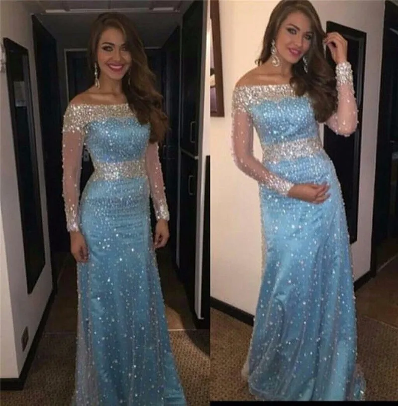 beaded Evening Dress,long sleeves Prom Dress,sparkle prom dress,formal evening dress,BD2960