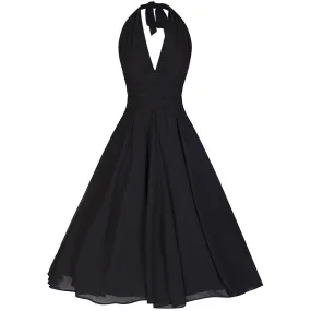 Black Chiffon Vintage Marilyn Monroe Style 50s Swing Dress