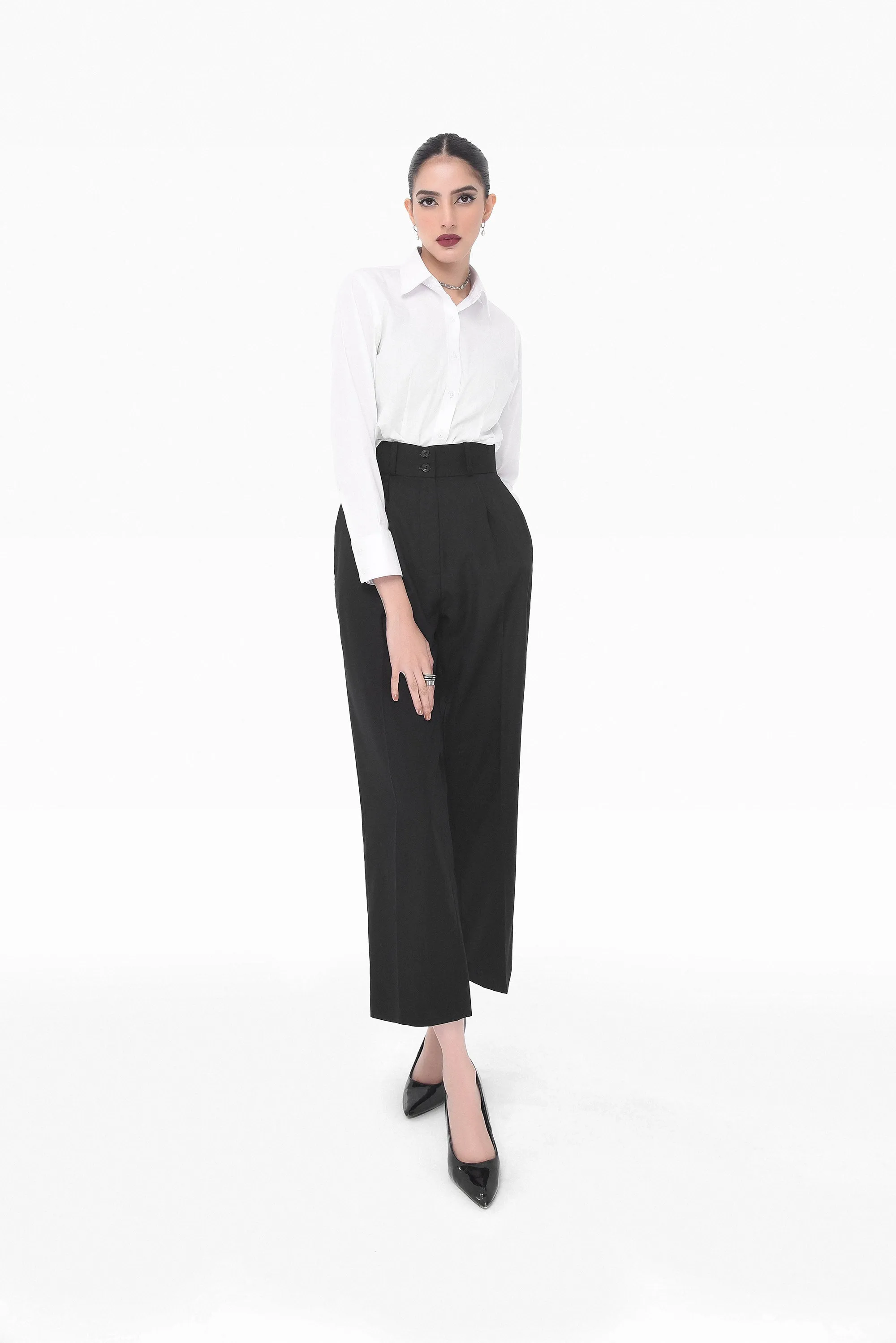 Black Double Button Pants