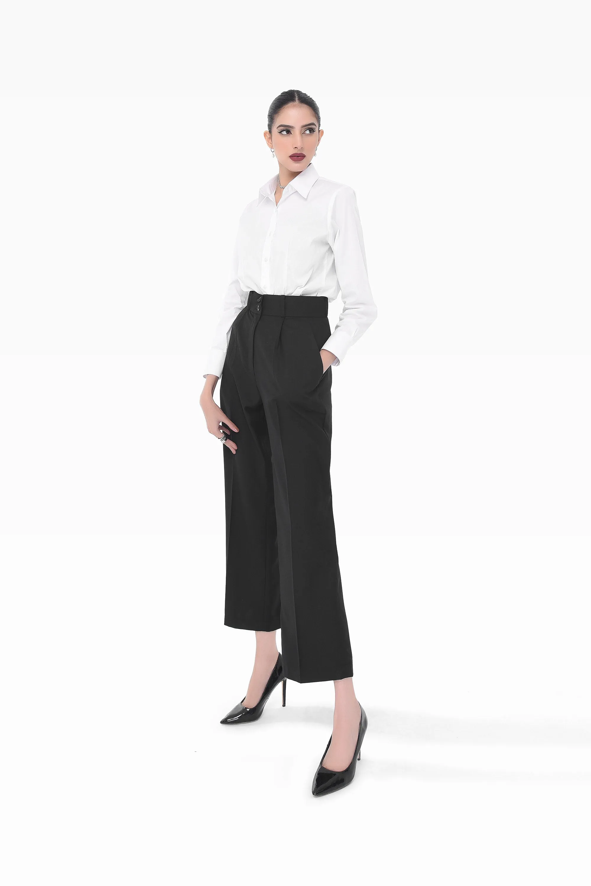 Black Double Button Pants