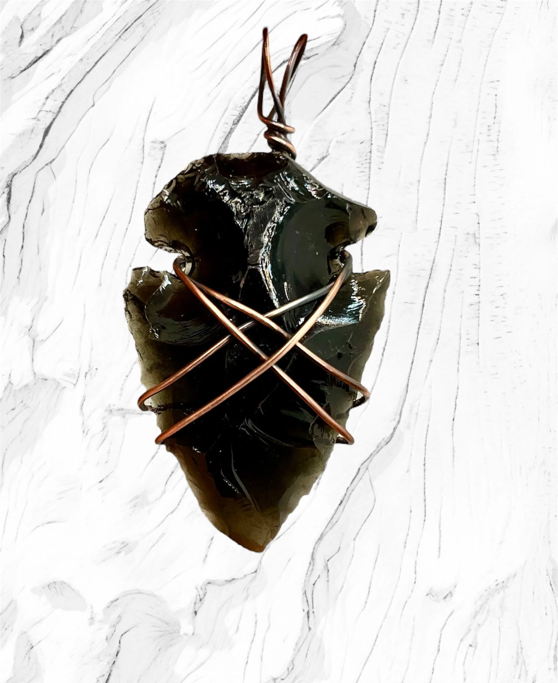 Black Obsidian Wire Wrapped Arrowhead