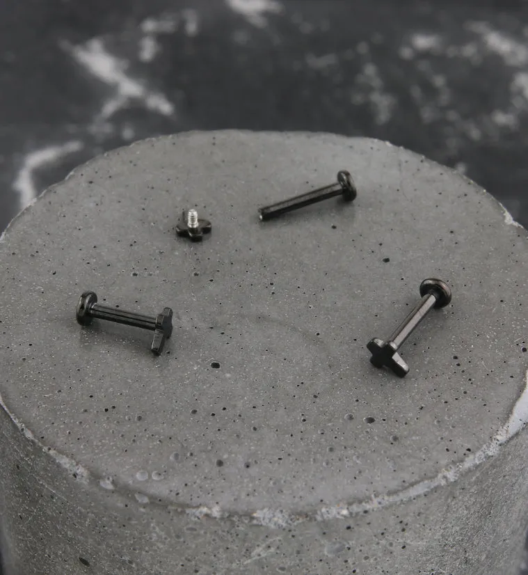 Black PVD Cross Internally Threaded Titanium Labret