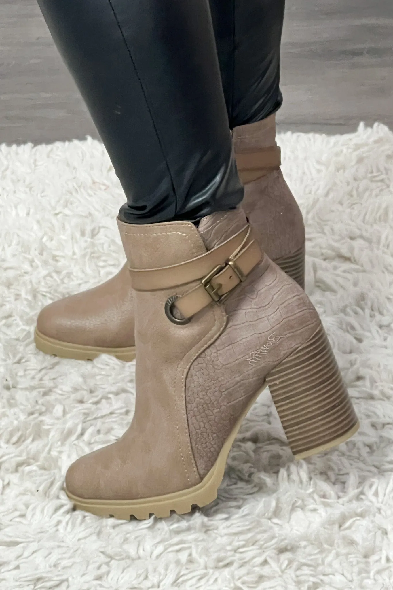 Blowfish Winston Side Buckle Bootie : Cream Coffee