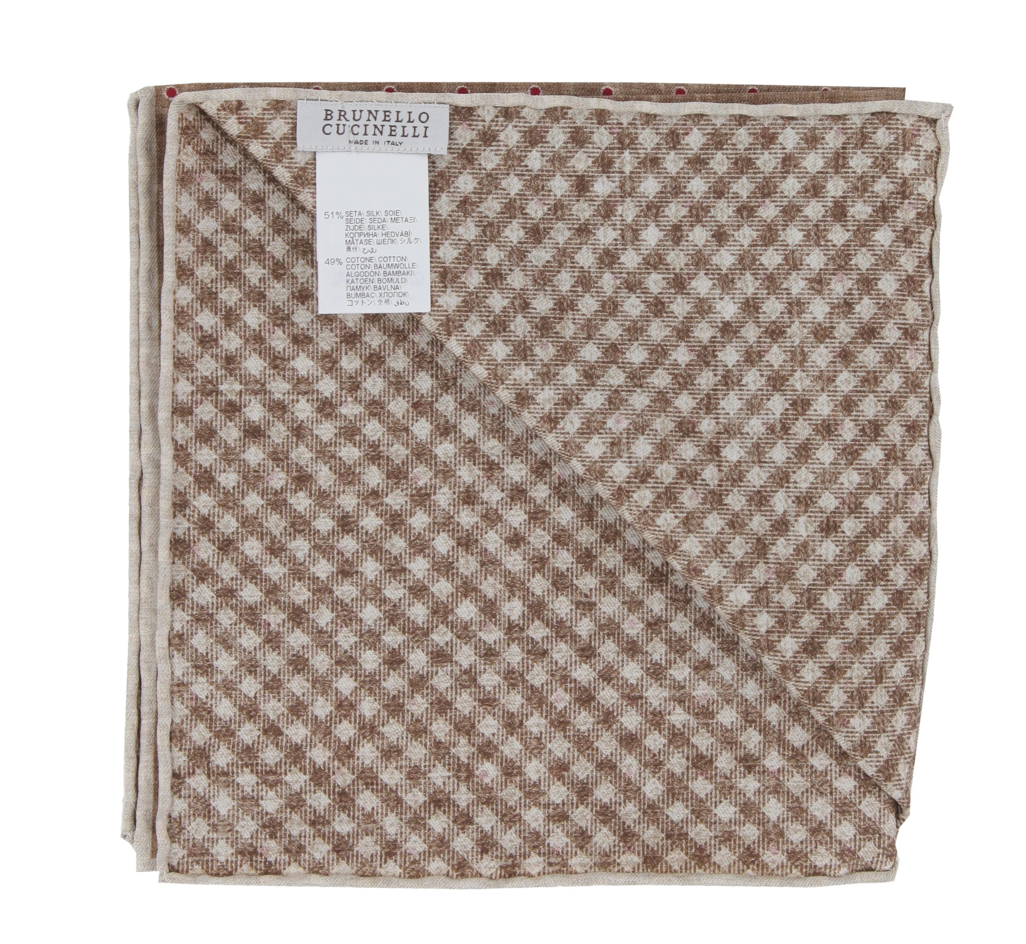 Brunello Cucinelli Light Brown Silk Pocket Square