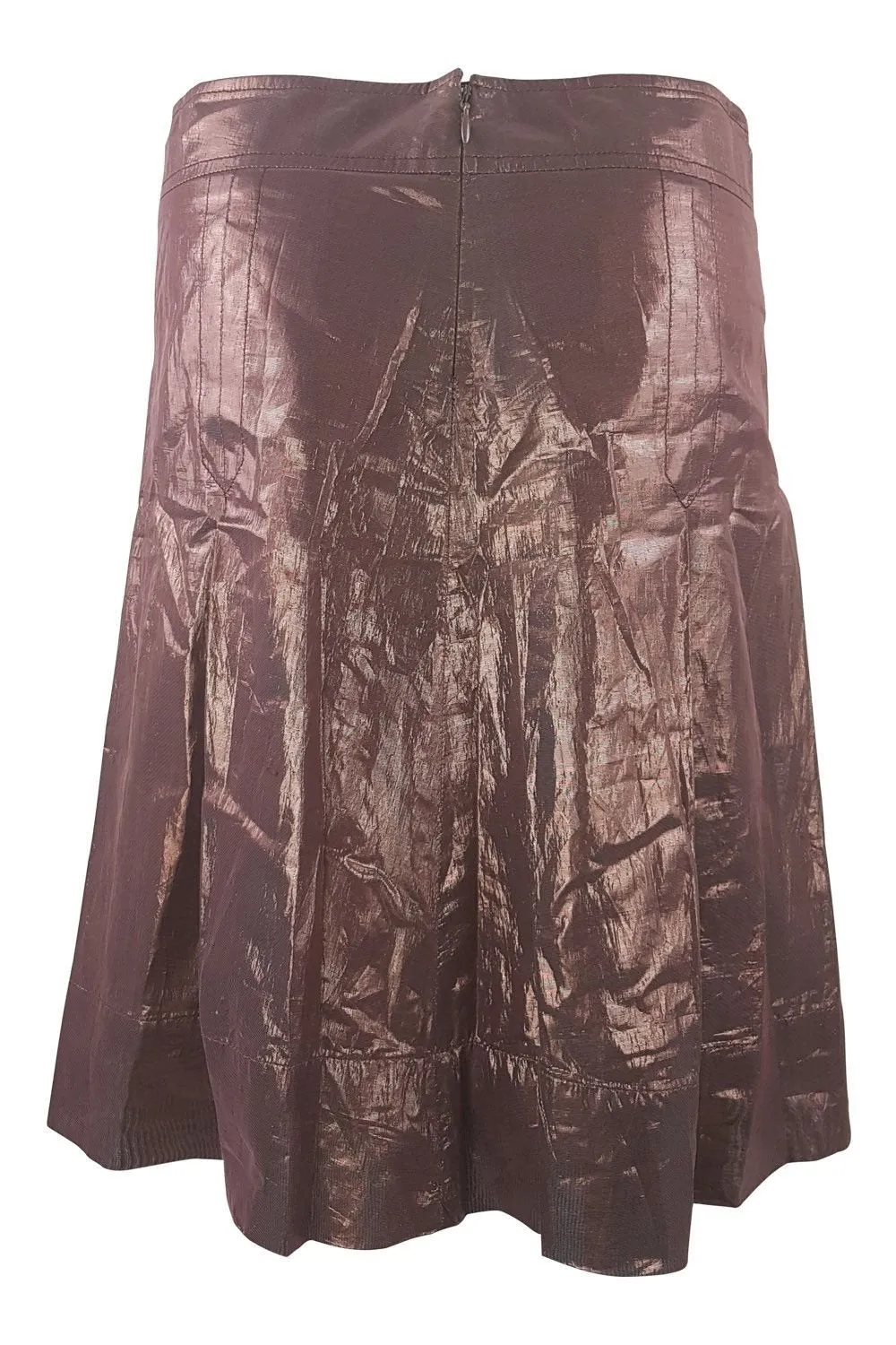 BURBERRY Iridescent Brown Box Pleat Mini Skirt (M)