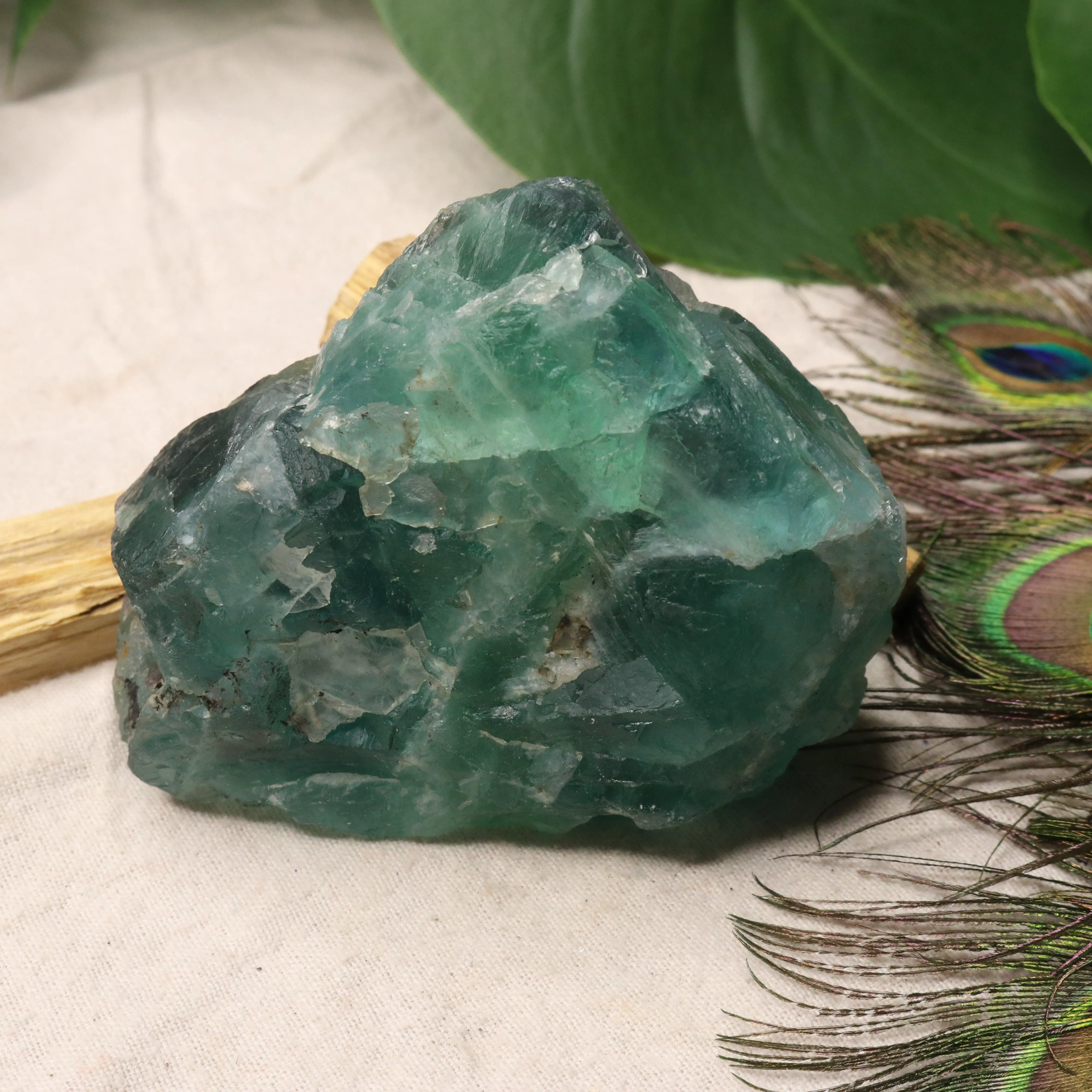 Chunky Top Grade Rough Rainbow Green Fluorite Specimen from Mexico