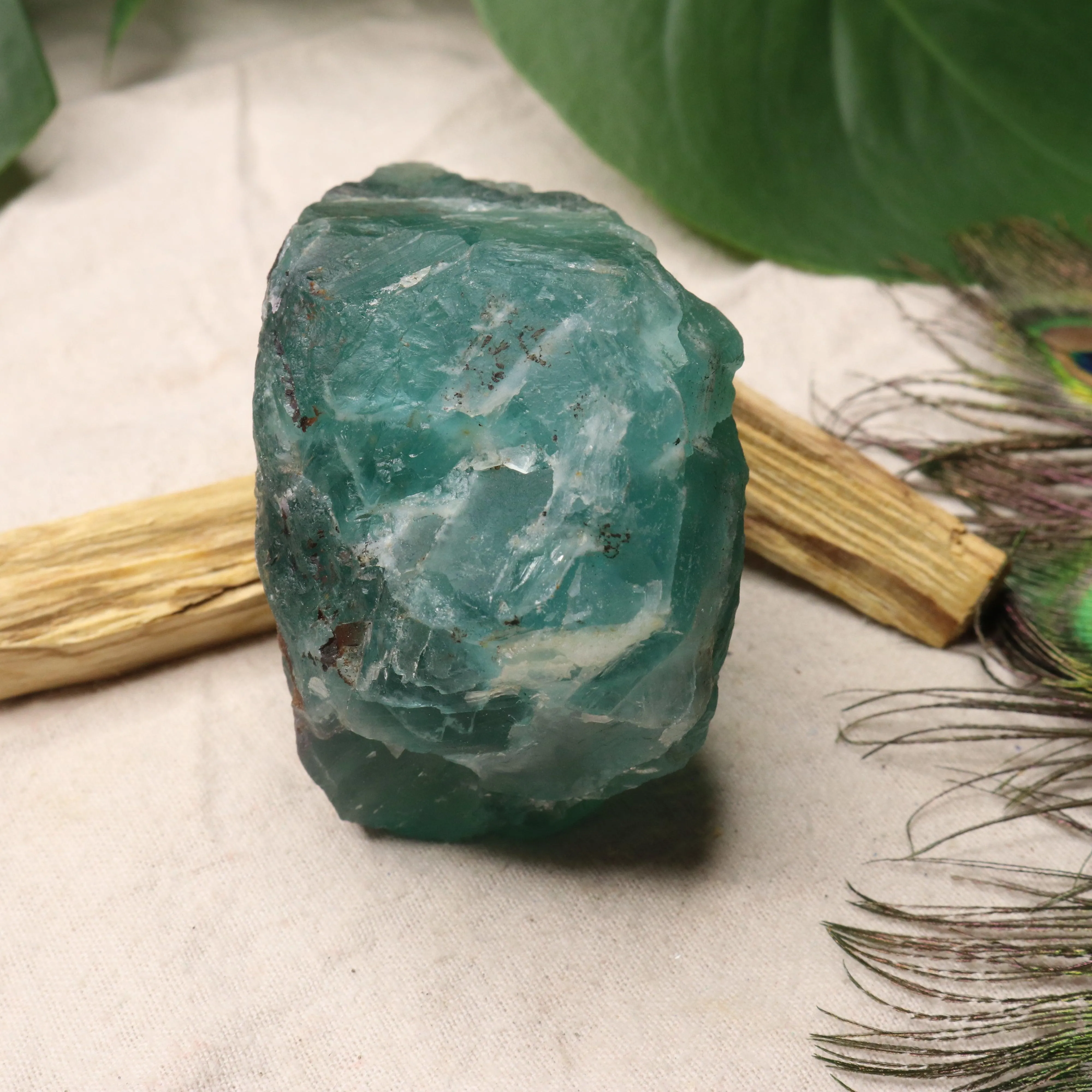 Chunky Top Grade Rough Rainbow Green Fluorite Specimen from Mexico