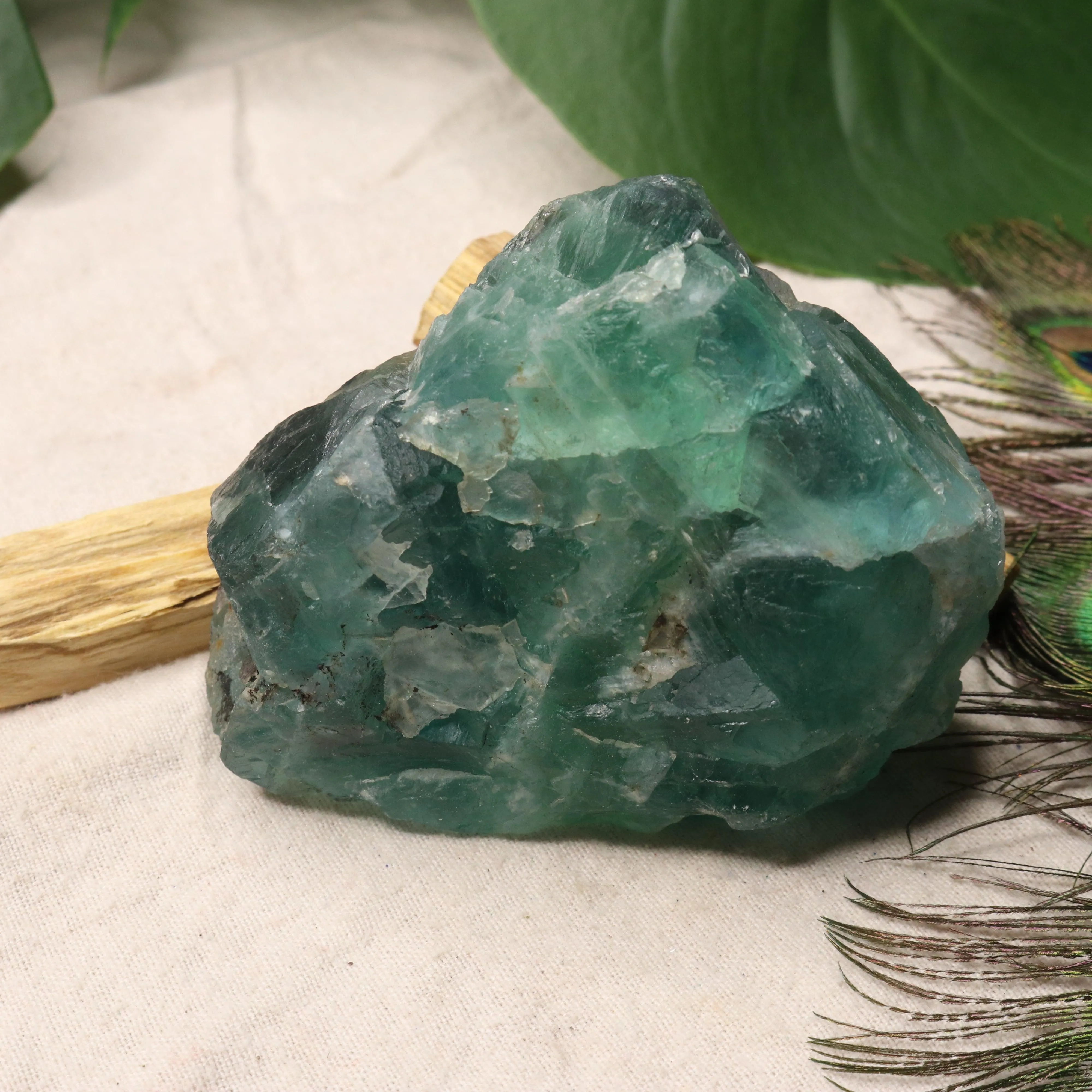 Chunky Top Grade Rough Rainbow Green Fluorite Specimen from Mexico