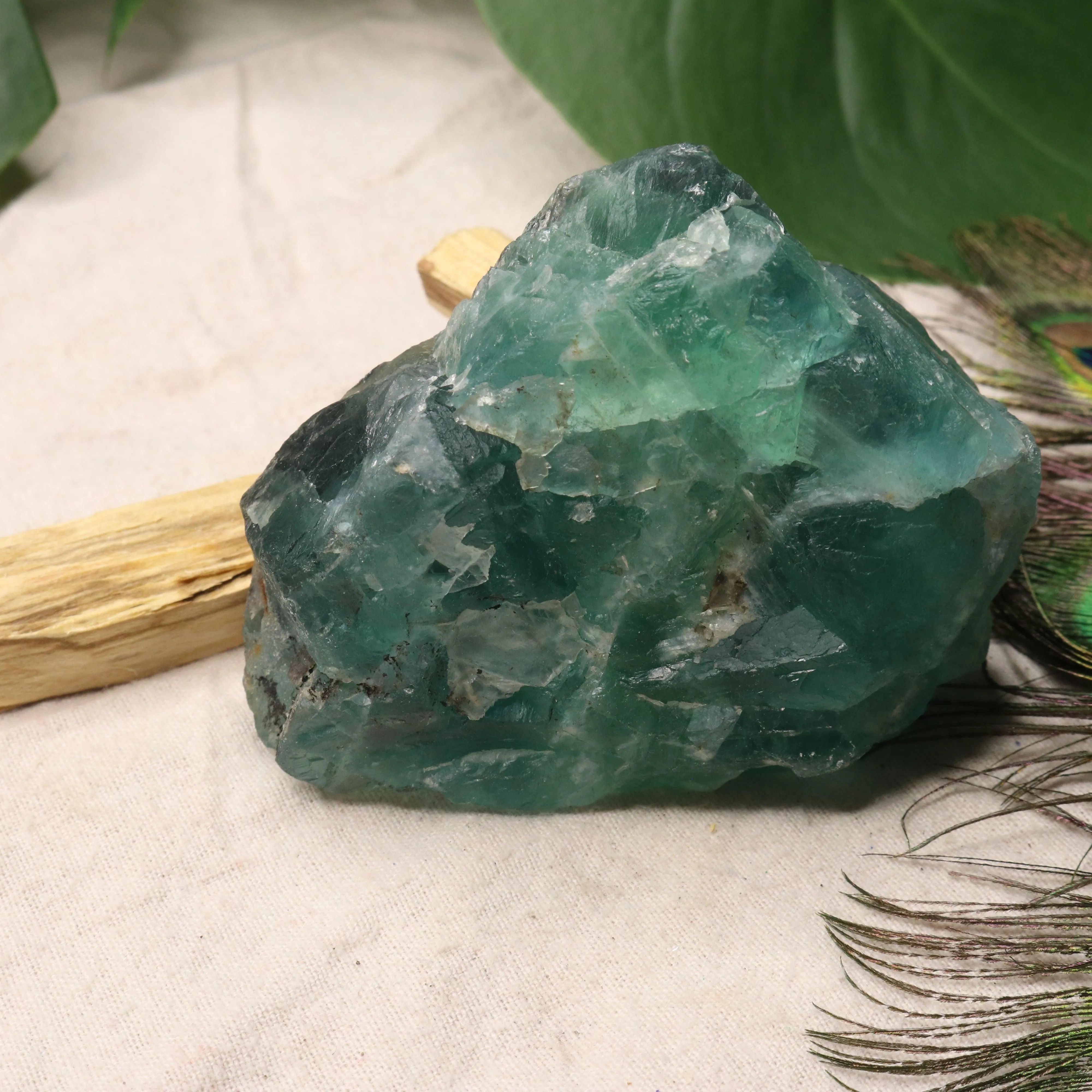 Chunky Top Grade Rough Rainbow Green Fluorite Specimen from Mexico