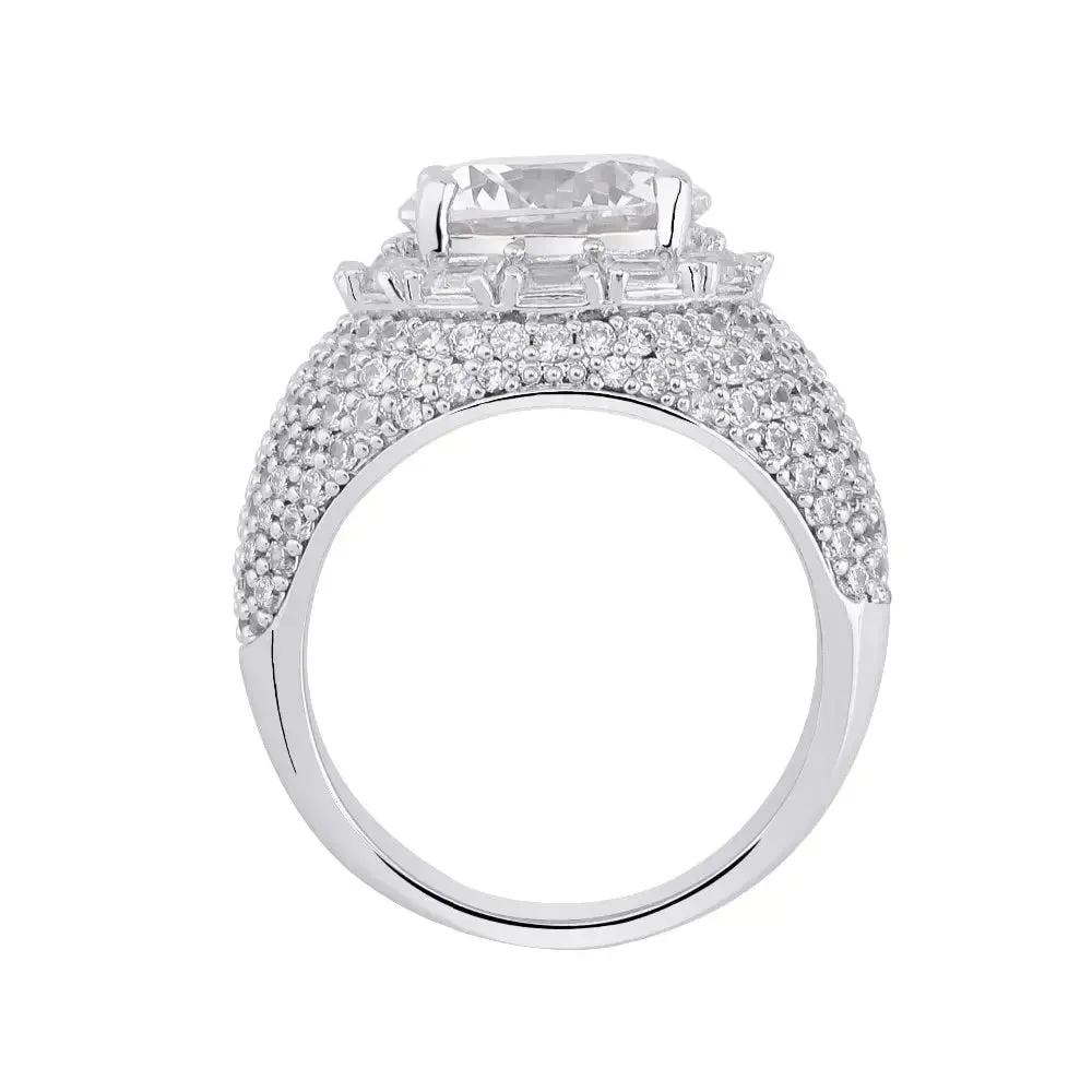 Clustered Diamond Band Ring in White Gold