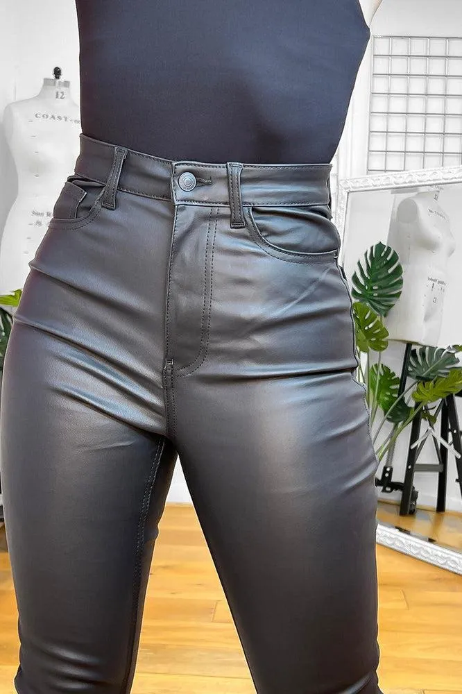 Colour Leather Coated Trousers