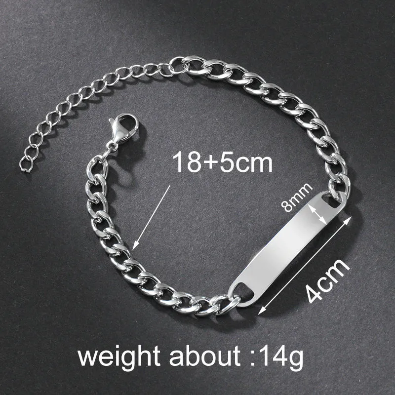 Custom Name Bracelets Stainless Steel Engrave Date Bracelet Personalized Bangles Women Men ID Memory Jewelry Gift