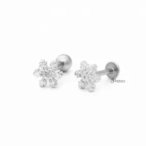 C.Z Snowflake Cartilage Tragus Barbell - Ball End | Flat Back