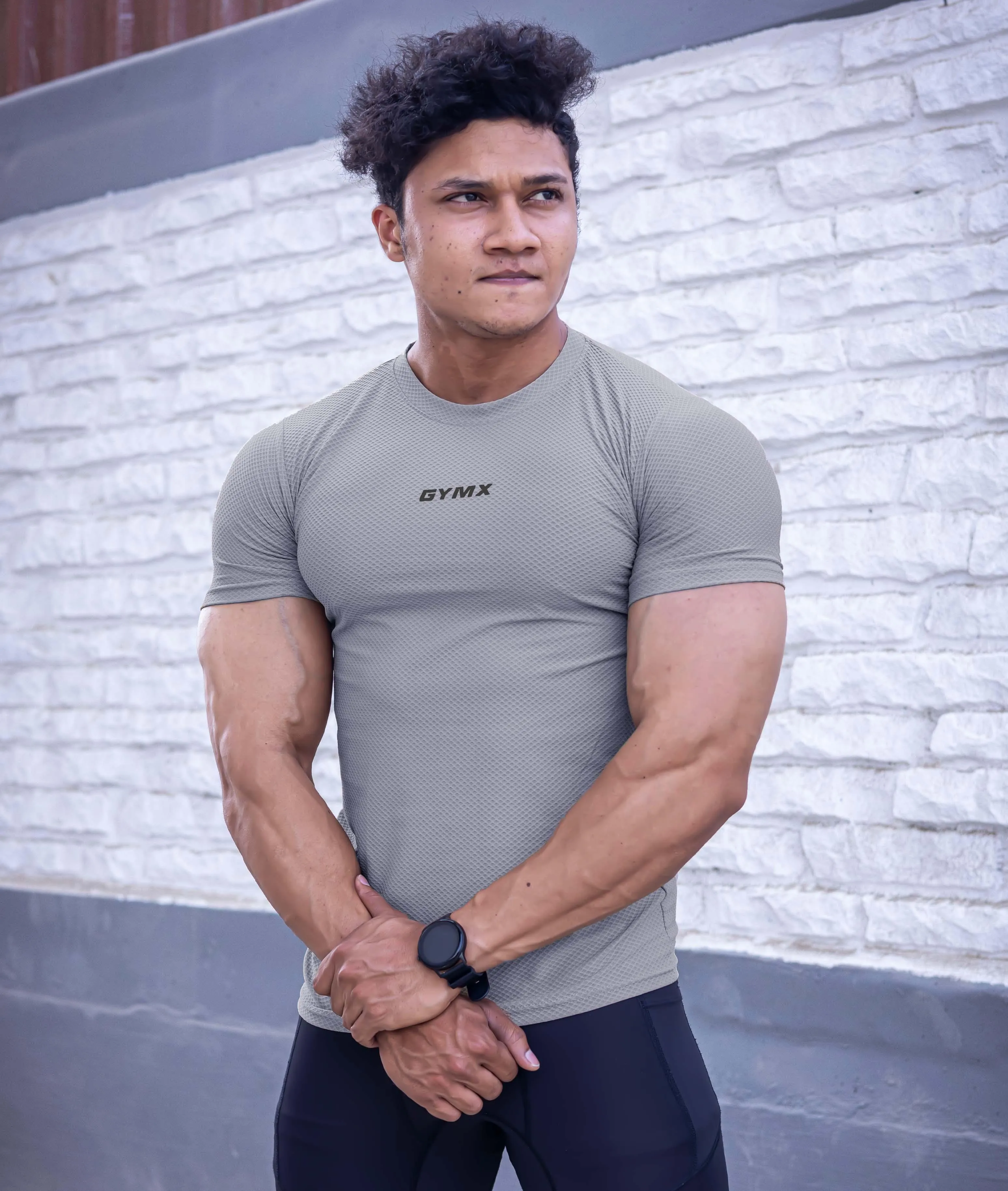 Diamond Cut GymX Tee: Heather Grey