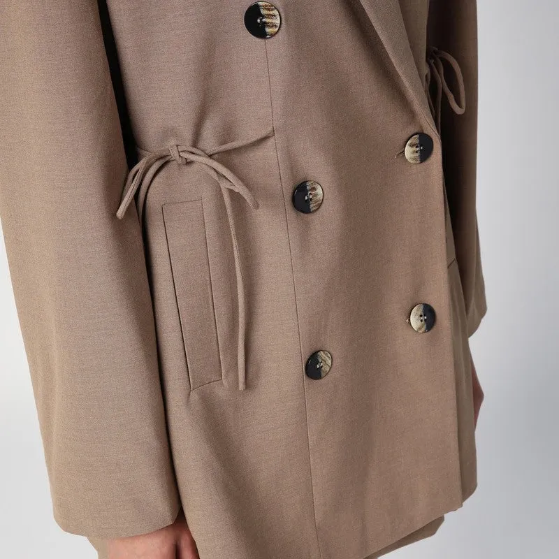 Double-Breasted Overcoat Brown Mélange Jacket