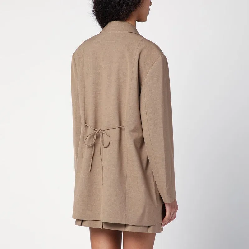 Double-Breasted Overcoat Brown Mélange Jacket