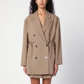 Double-Breasted Overcoat Brown Mélange Jacket