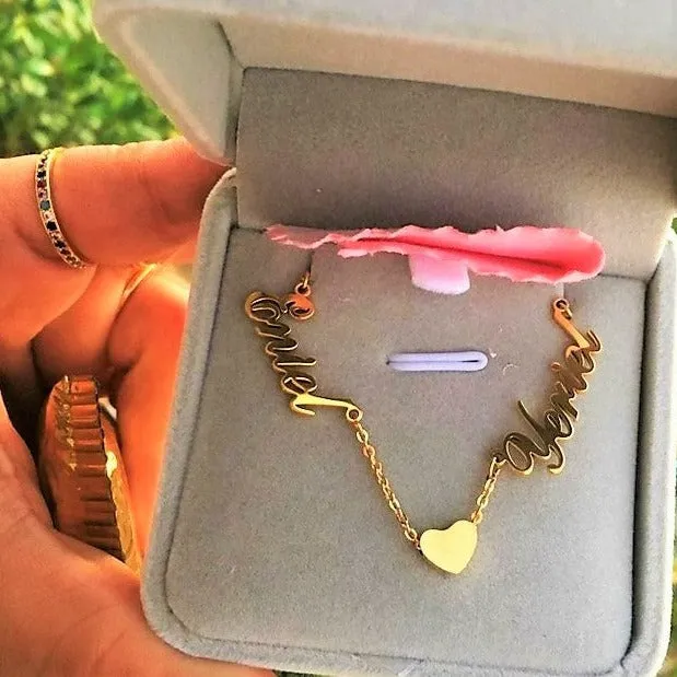 Double Names Heart Necklace