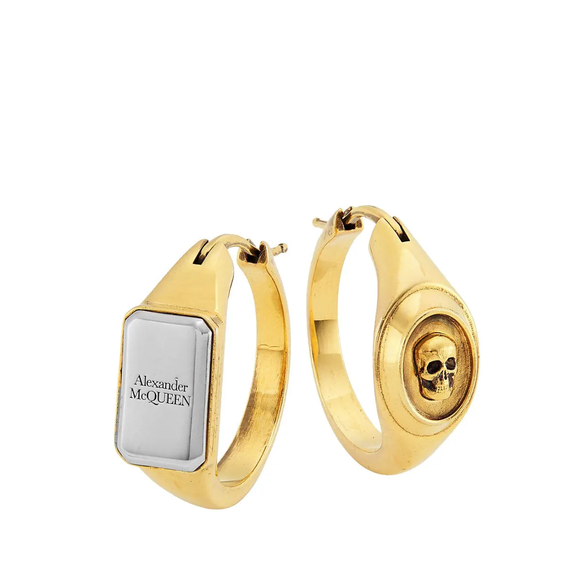 Double Signet Hoops, Gold