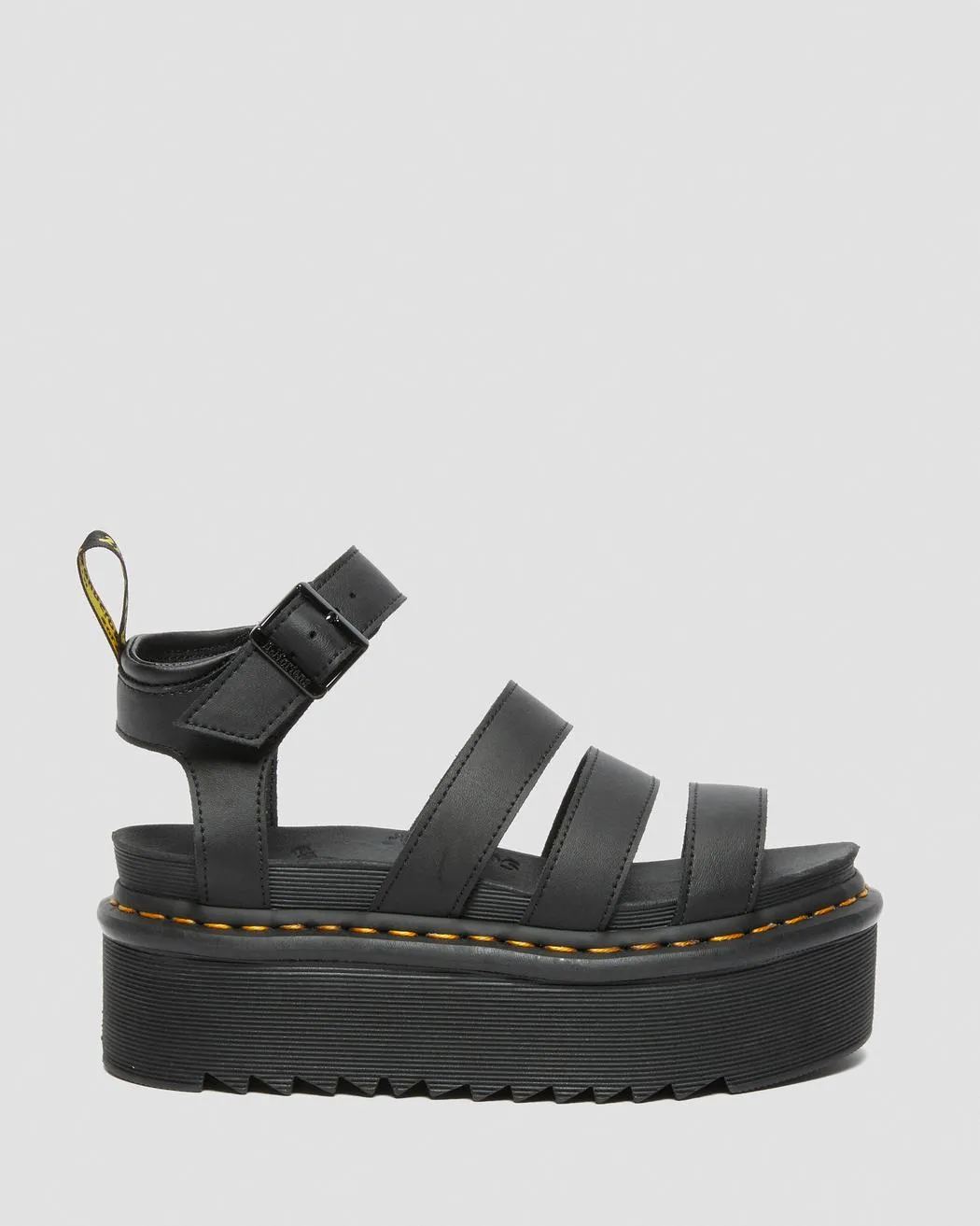 Dr. Martens Women's BLAIRE HYDRO LEATHER PLATFORM STRAP SANDALS (Black)