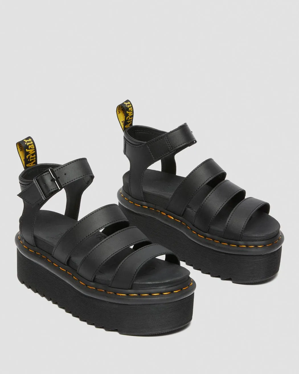 Dr. Martens Women's BLAIRE HYDRO LEATHER PLATFORM STRAP SANDALS (Black)