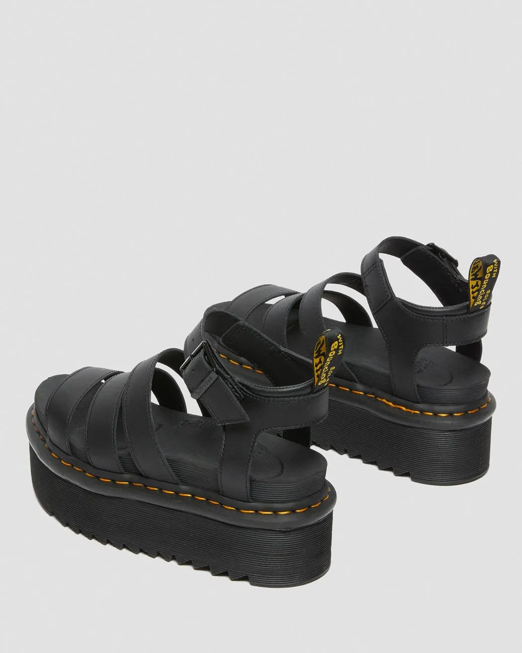 Dr. Martens Women's BLAIRE HYDRO LEATHER PLATFORM STRAP SANDALS (Black)