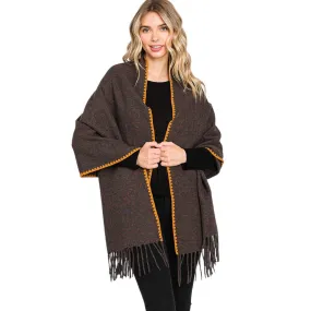 Edge Pointed Fringe Oblong Scarf