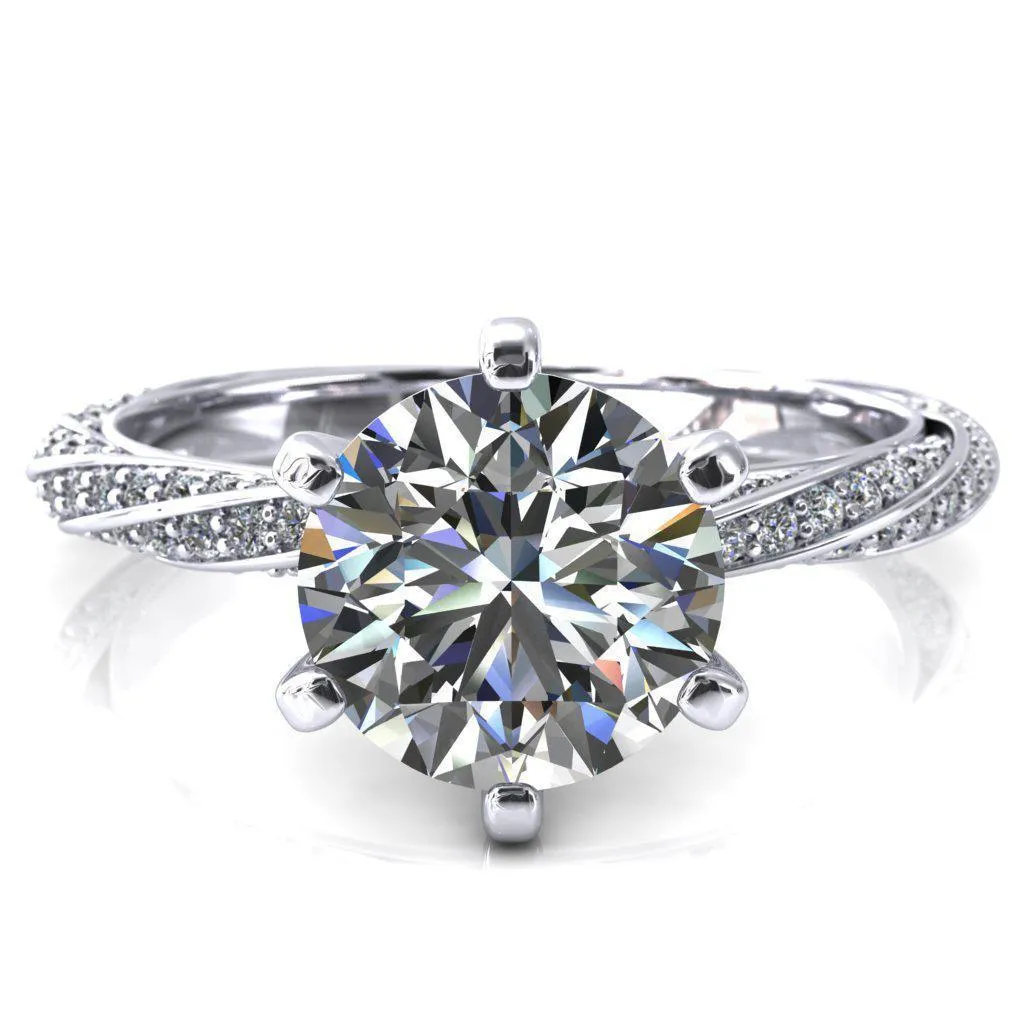 Elysia Round Lab-Grown Diamond Center Stone 6 Prong 3/4 Eternity Diamond Accent Ring