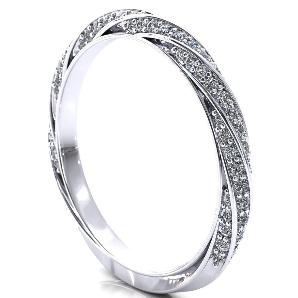 Elysia Round Lab-Grown Diamond Center Stone 6 Prong 3/4 Eternity Diamond Accent Ring