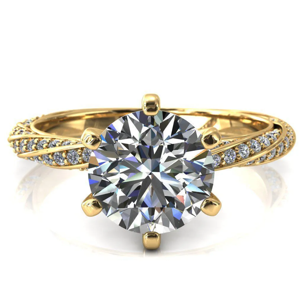 Elysia Round Lab-Grown Diamond Center Stone 6 Prong 3/4 Eternity Diamond Accent Ring