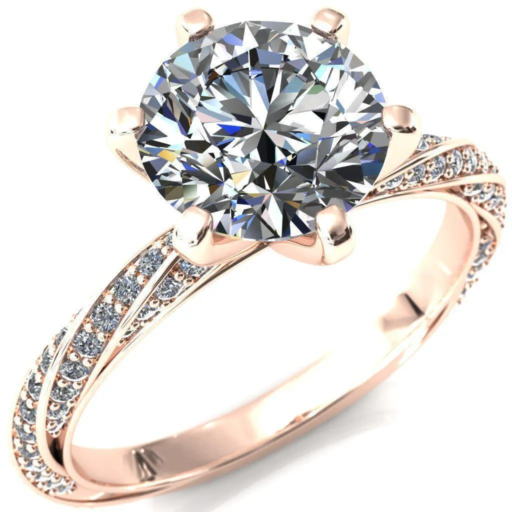 Elysia Round Lab-Grown Diamond Center Stone 6 Prong 3/4 Eternity Diamond Accent Ring