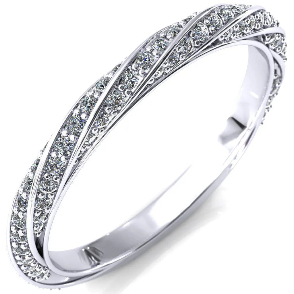 Elysia Round Lab-Grown Diamond Center Stone 6 Prong 3/4 Eternity Diamond Accent Ring