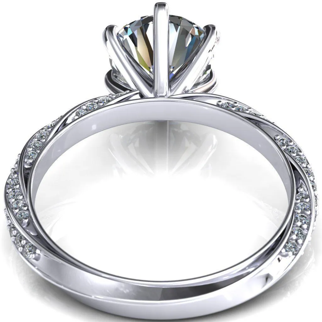 Elysia Round Lab-Grown Diamond Center Stone 6 Prong 3/4 Eternity Diamond Accent Ring