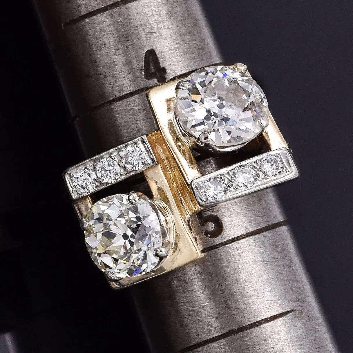 Estate 18K Yellow Gold 3.68 TCW Diamond Ring 8.6 Grams Size 4.5