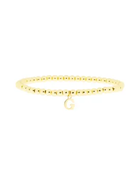 Gold Brass Initial Charm Ball Bracelet - G