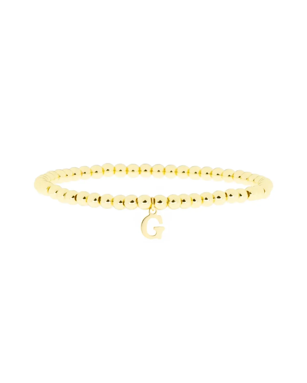 Gold Brass Initial Charm Ball Bracelet - G