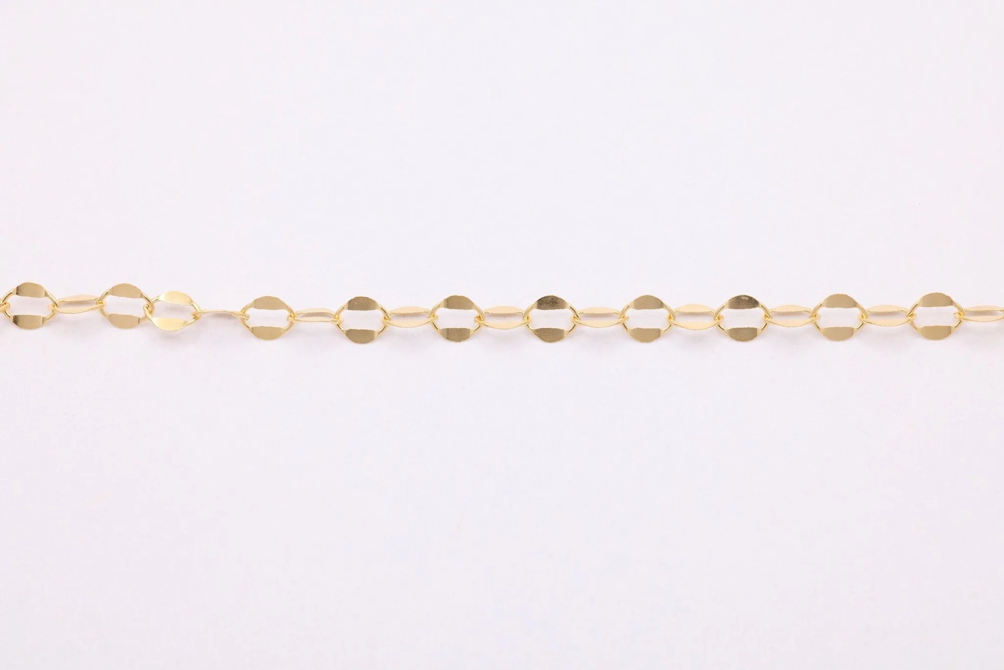 Gold-Filled 14/20 Dapped Oval Chain, 4mm, Flat Oval Chain, Uncut per Foot, Jewelry Making Chain