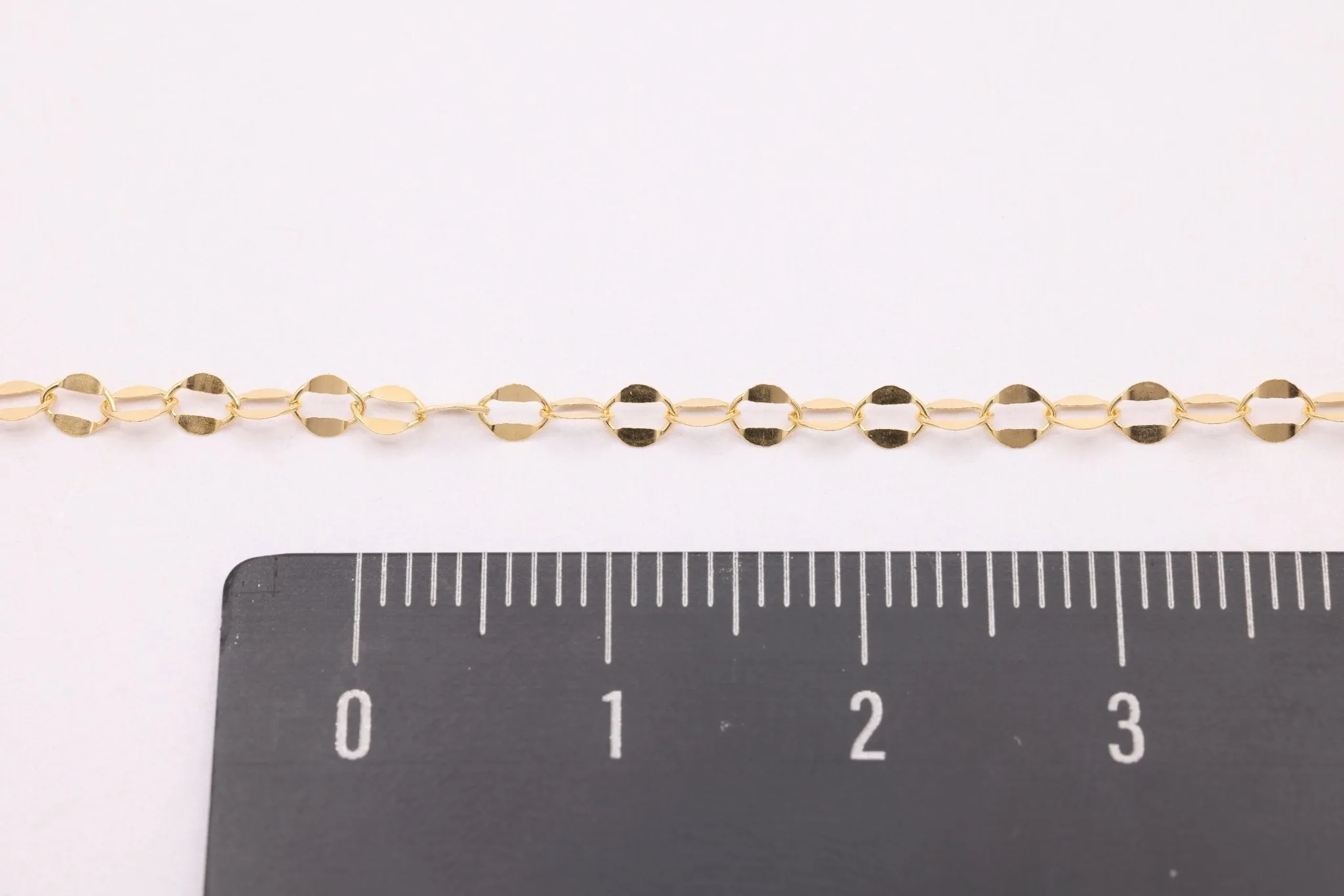 Gold-Filled 14/20 Dapped Oval Chain, 4mm, Flat Oval Chain, Uncut per Foot, Jewelry Making Chain