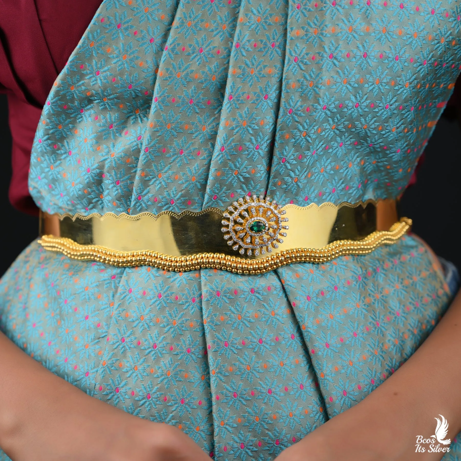 Gold Plated Diamond Look Waist Belt - 4580