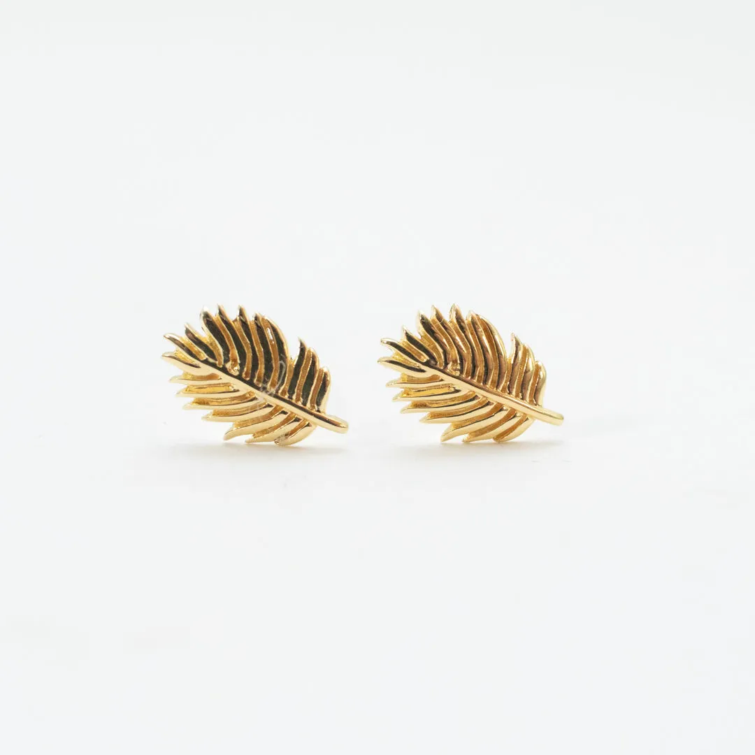 Gold Vermeil Cut Out Feather Studs