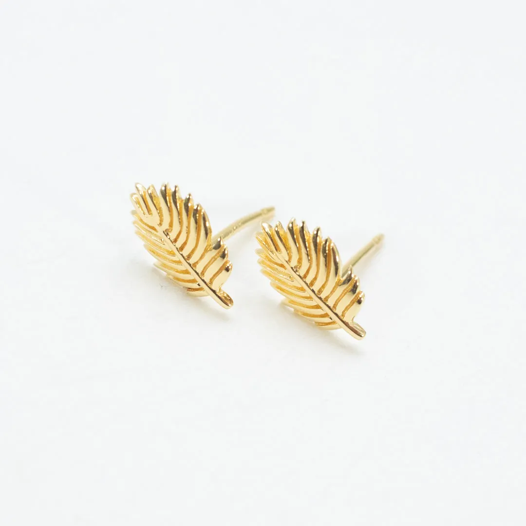 Gold Vermeil Cut Out Feather Studs