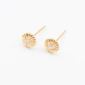 Gold Vermeil CZ Button Studs