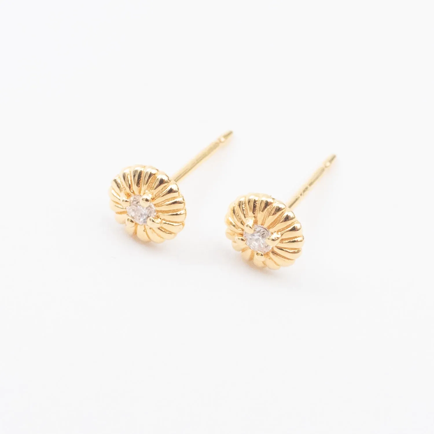 Gold Vermeil CZ Button Studs