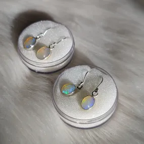 Gorgeous, Shimmering Ethiopian Opal Earrings In Sterling Silver