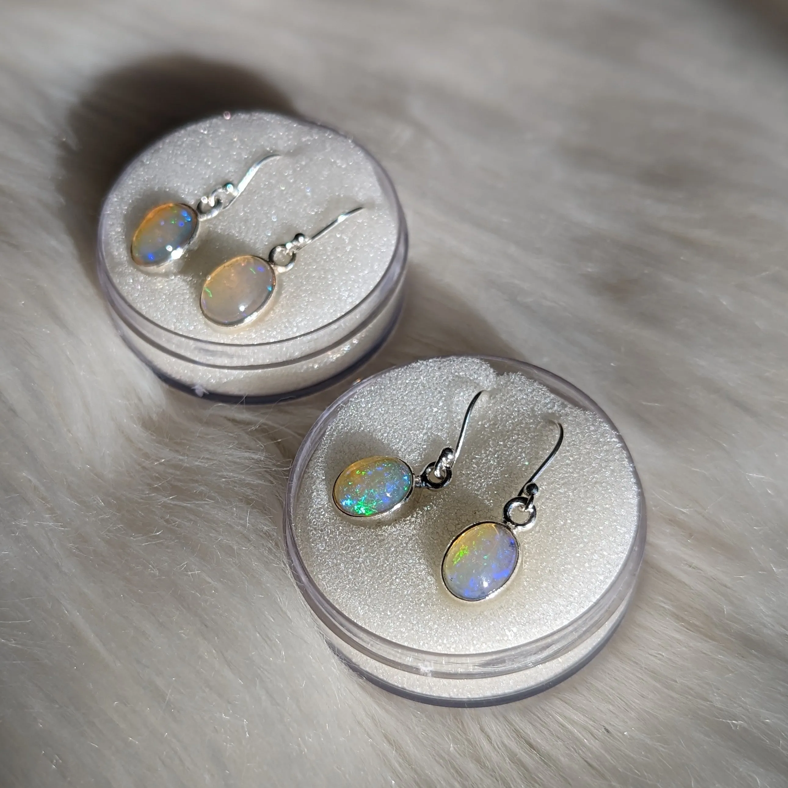 Gorgeous, Shimmering Ethiopian Opal Earrings In Sterling Silver