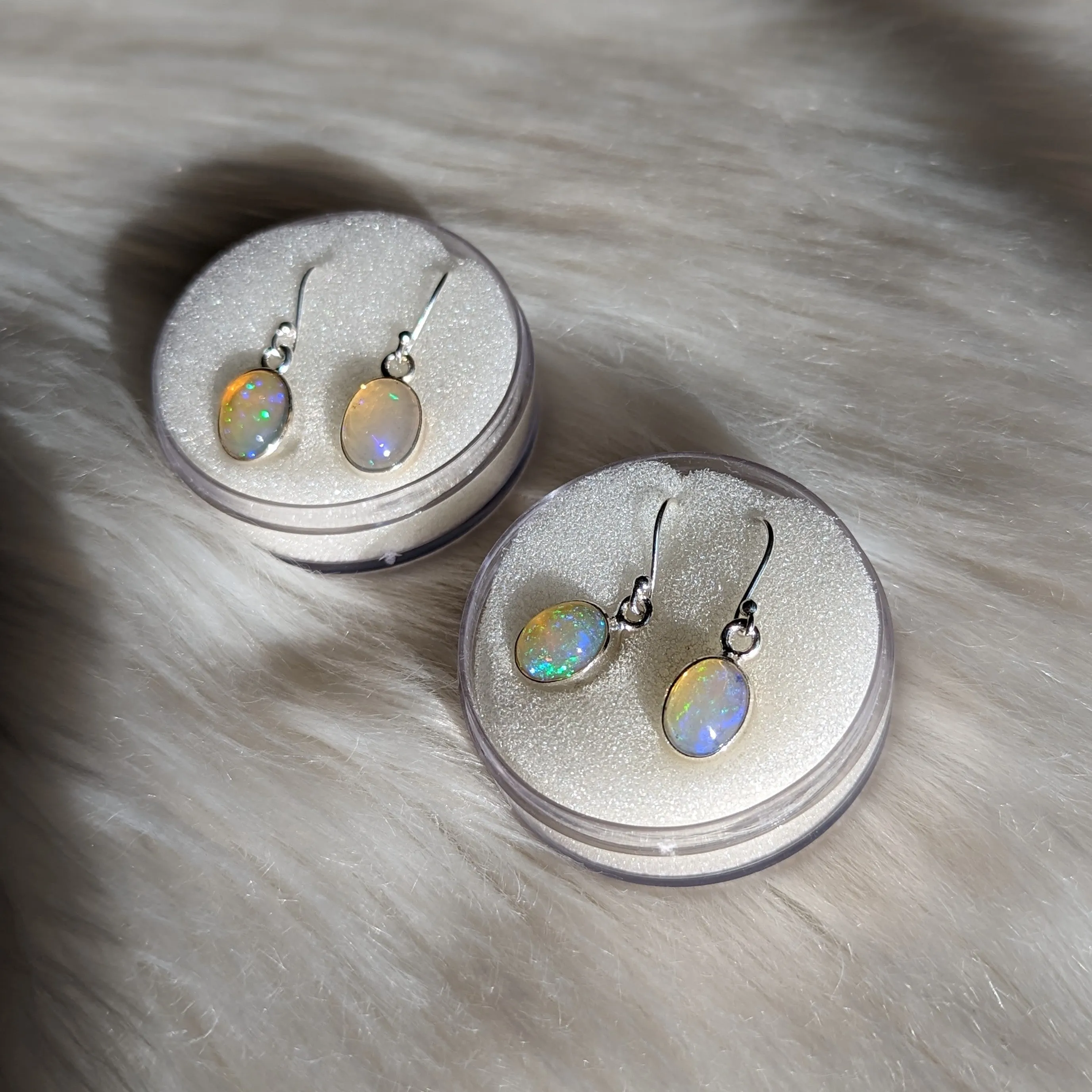 Gorgeous, Shimmering Ethiopian Opal Earrings In Sterling Silver