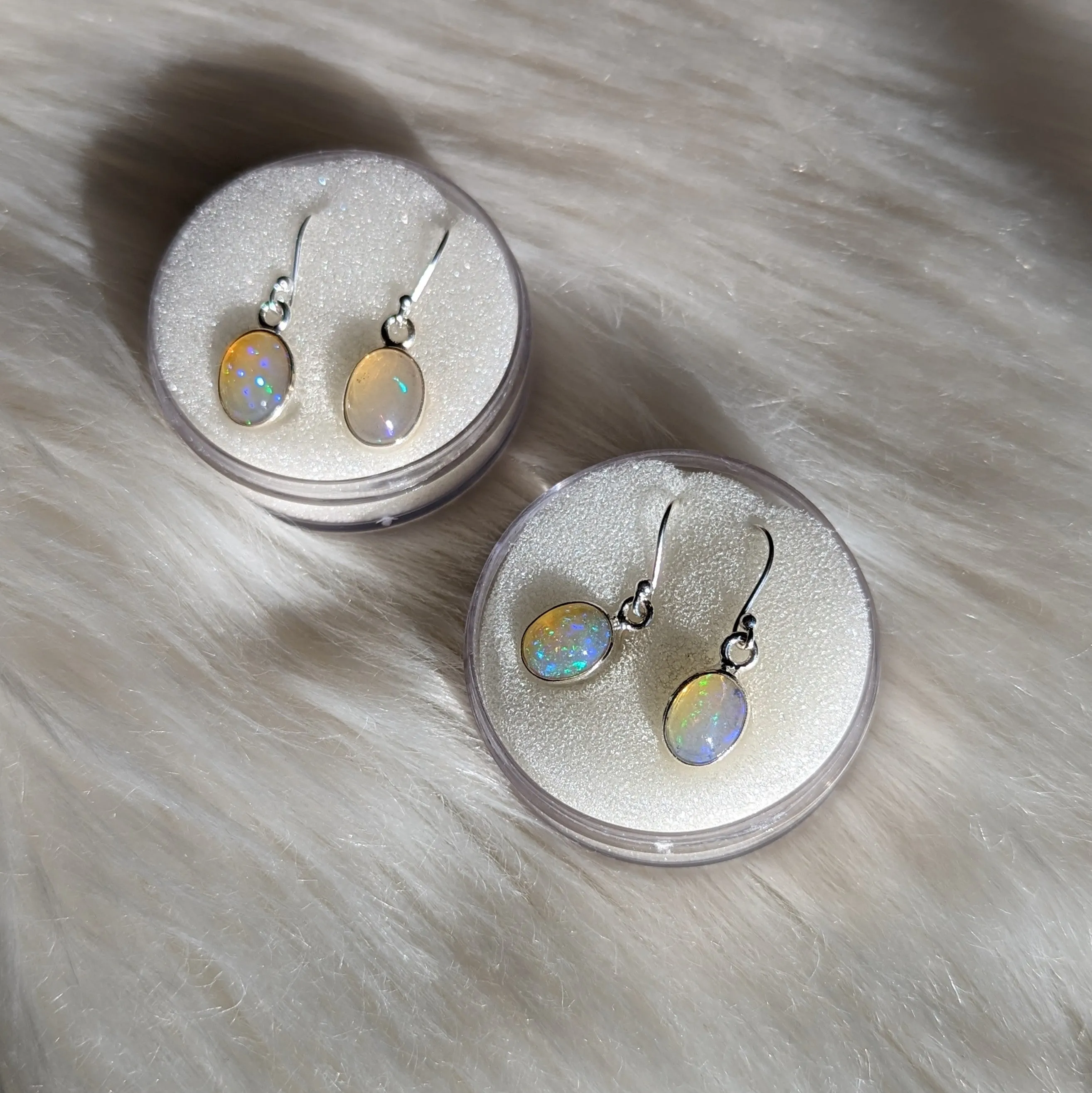 Gorgeous, Shimmering Ethiopian Opal Earrings In Sterling Silver